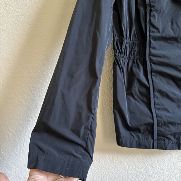 LOGO Instant Chic Black Ruffle Neck Jacket Size S Small Ruched Zip Up NWT - Picture 5 of 9